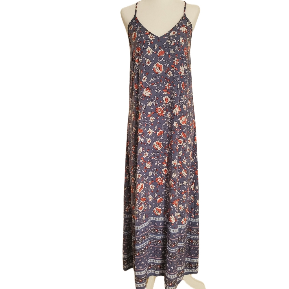 💎Old Navy Blue and Floral Boho Maxi Dress